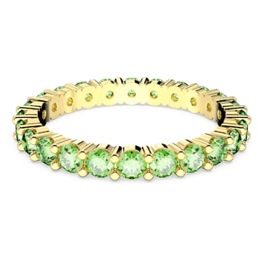 Matrix 戒指, 圆形切割, 绿色, 镀金色调 - Swarovski, 5658662