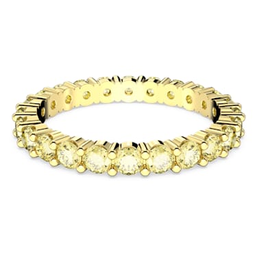 Matrix 戒指, 圆形切割, 黄色, 镀金色调 - Swarovski, 5658664