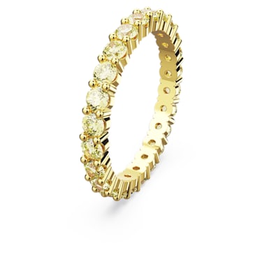 Matrix 戒指, 圆形切割, 黄色, 镀金色调 - Swarovski, 5658666