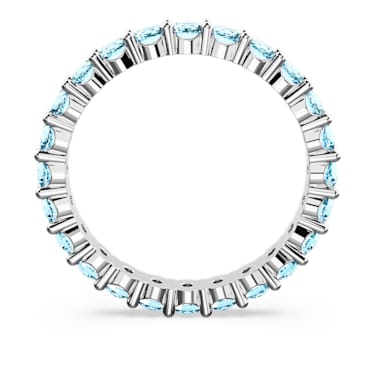 Matrix 戒指, 圆形切割, 蓝色, 镀铑 - Swarovski, 5658671