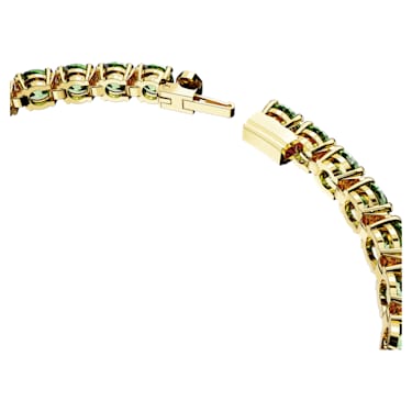Matrix Tennis 手链, 圆形切割, 绿色, 镀金色调 - Swarovski, 5658848