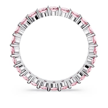 Matrix 戒指, 圆形切割, 粉红色, 镀铑 - Swarovski, 5658852