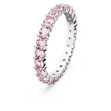 Matrix 戒指, 圆形切割, 粉红色, 镀铑 - Swarovski, 5658853