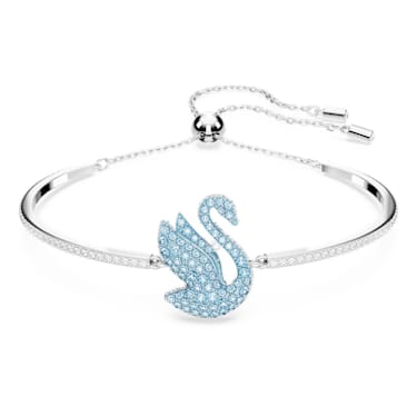 Swarovski Iconic Swan 手镯, 天鹅, 蓝色, 镀铑 - Swarovski, 5660595
