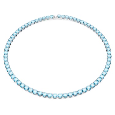 Matrix Tennis 项链, 圆形切割, 中号, 蓝色, 镀铑 - Swarovski, 5661187