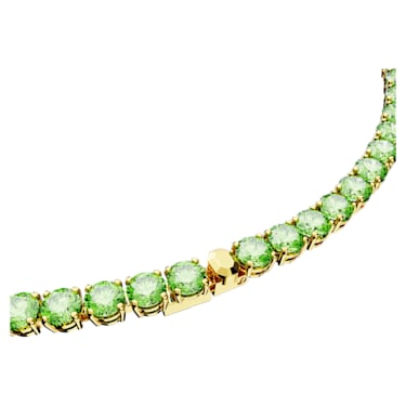 Matrix Tennis 项链, 圆形切割, 中号, 绿色, 镀金色调 - Swarovski, 5661189