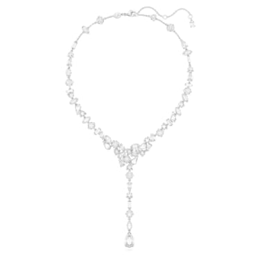 Mesmera Y形项链, 混合切割, 白色, 镀铑 - Swarovski, 5661520