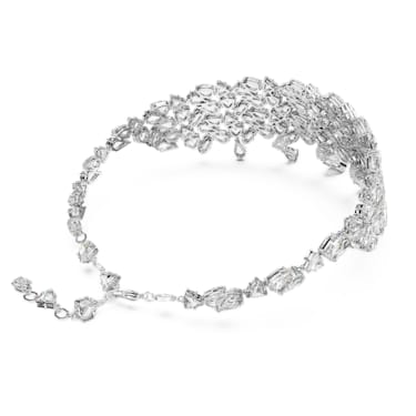 Mesmera 束颈项链, 混合切割, 白色, 镀铑 - Swarovski, 5661523