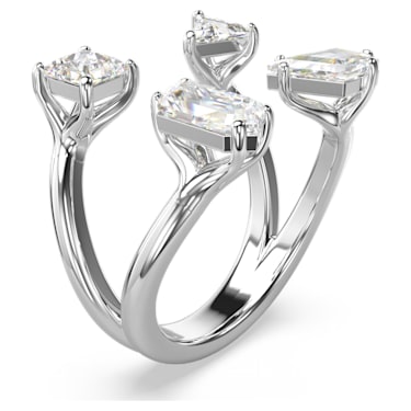 Mesmera 开口戒指, 混合切割, 白色, 银色润饰 - Swarovski, 5661702