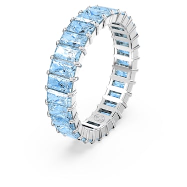 Matrix 戒指, 长方形切割, 蓝色, 镀铑 - Swarovski, 5661907