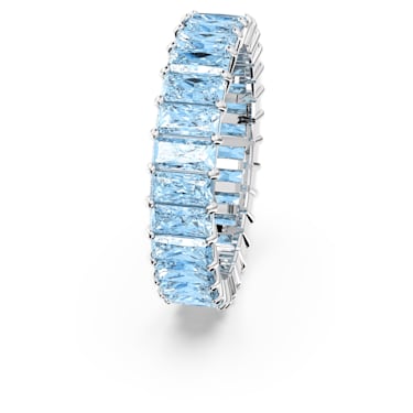 Matrix 戒指, 长方形切割, 蓝色, 镀铑 - Swarovski, 5661907