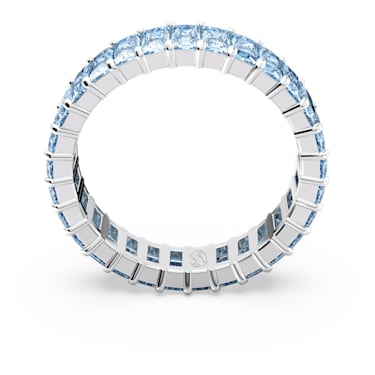 Matrix 戒指, 长方形切割, 蓝色, 镀铑 - Swarovski, 5661911