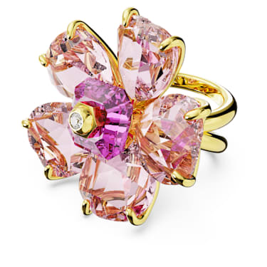 Florere 个性戒指, 花朵, 粉红色, 镀金色调 - Swarovski, 5662057
