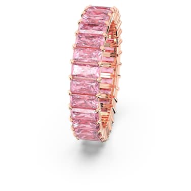 Matrix 戒指, 长方形切割, 粉红色, 镀玫瑰金色调 - Swarovski, 5662102