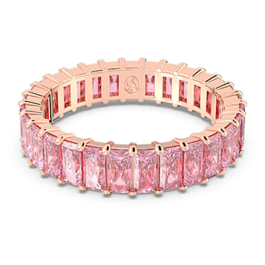 Matrix 戒指, 长方形切割, 粉红色, 镀玫瑰金色调 - Swarovski, 5662103