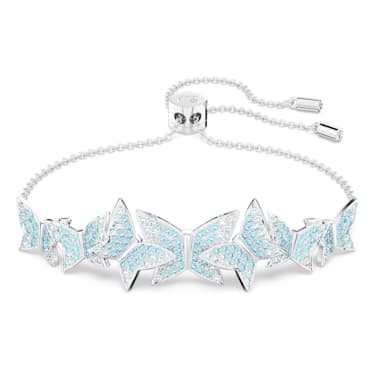 Lilia 手链, 蝴蝶, 蓝色, 镀铑 - Swarovski, 5662184