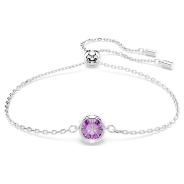 Stilla 手链, 圆形切割, 紫色, 镀铑 - Swarovski, 5662916