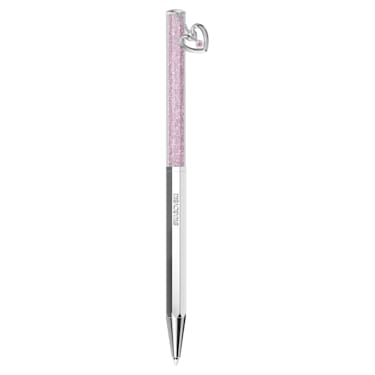 圆珠笔, 心形, 粉红色, 镀铬 - Swarovski, 5664113