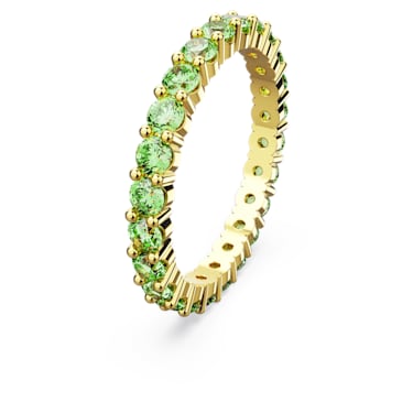 Matrix 戒指, 圆形切割, 绿色, 镀金色调 - Swarovski, 5664433