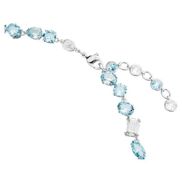Gema 项链, 混合切割, 蓝色, 镀铑 - Swarovski, 5666007
