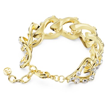 Dextera 手链, 宣言、混合切割, 白色, 镀金色调 - Swarovski, 5666027