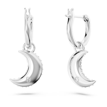 Luna 水滴形耳环, 月亮, 白色, 镀铑 - Swarovski, 5666157