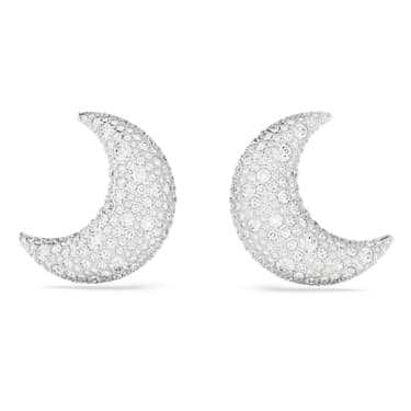 Luna 夹式耳环, 月亮, 白色, 镀铑 - Swarovski, 5666158