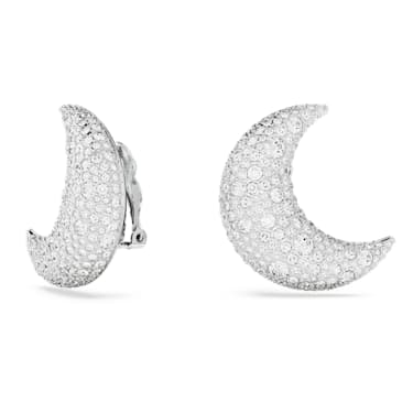 Luna 夹式耳环, 月亮, 白色, 镀铑 - Swarovski, 5666158