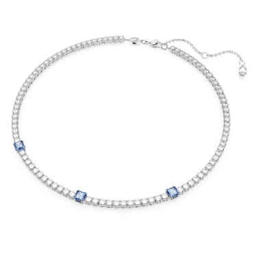 Matrix Tennis 项链, 混合切割, 蓝色, 镀铑 - Swarovski, 5666167