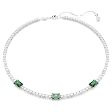 Matrix Tennis 项链, 混合切割, 绿色, 镀铑 - Swarovski, 5666168
