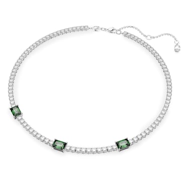 Matrix Tennis 项链, 混合切割, 绿色, 镀铑 - Swarovski, 5666168
