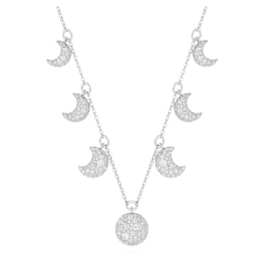 Luna 束颈项链, 月亮, 白色, 镀铑 - Swarovski, 5666178