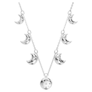 Luna 束颈项链, 月亮, 白色, 镀铑 - Swarovski, 5666178