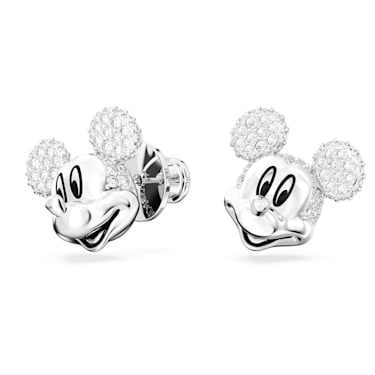 Disney Mickey Mouse 耳钉, 白色, 镀铑 - Swarovski, 5668781