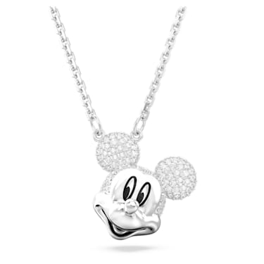 Disney Mickey Mouse 链坠, 头形, 白色, 镀铑 - Swarovski, 5669116