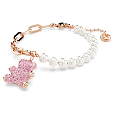 Teddy 手链, 熊, 粉红色, 镀玫瑰金色调 - Swarovski, 5669169