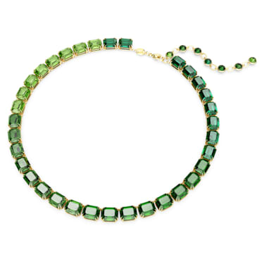 Millenia 项链, 八角形切割，渐变色彩, 绿色, 镀金色调 - Swarovski, 5671257