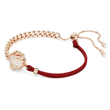 Dragon & Phoenix 手链, 龙爪, 红色, 镀玫瑰金色调 - Swarovski, 5675841