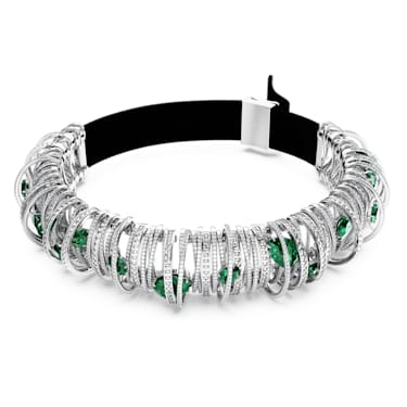 Hyperbola 束颈项链, 绿色, 镀铑 - Swarovski, 5676060