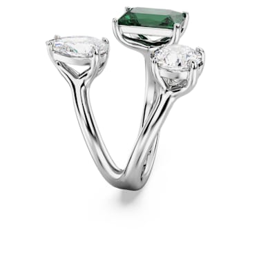 Mesmera 开口戒指, 混合切割, 绿色, 银色润饰 - Swarovski, 5676970