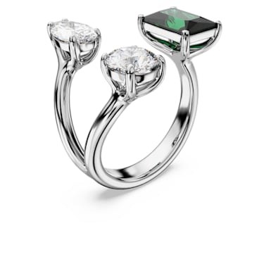 Mesmera 开口戒指, 混合切割, 绿色, 银色润饰 - Swarovski, 5676971
