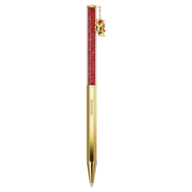 Crystalline Dragon & Phoenix 圆珠笔, 八边形, 龙, 红色, 镀金色调 - Swarovski, 5677125