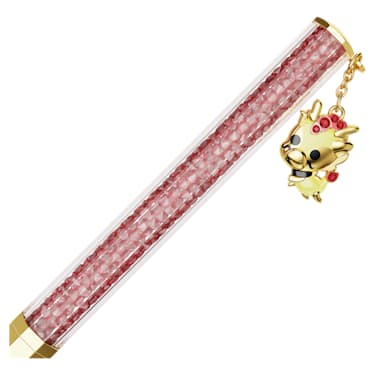Crystalline Dragon & Phoenix 圆珠笔, 八边形, 龙, 红色, 镀金色调 - Swarovski, 5677125