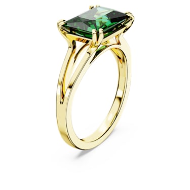 Matrix 个性戒指, 矩形切割, 绿色, 镀金色调 - Swarovski, 5677144