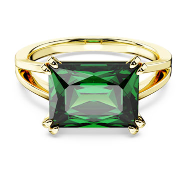 Matrix 个性戒指, 矩形切割, 绿色, 镀金色调 - Swarovski, 5677145