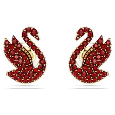 Swarovski Iconic Swan 耳钉, 天鹅, 红色, 镀金色调 - Swarovski, 5677597