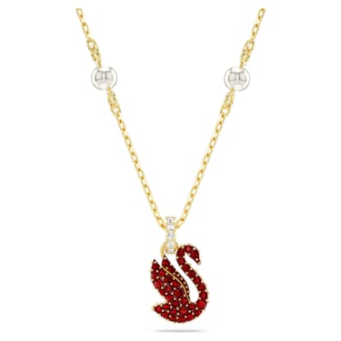 Swarovski Iconic Swan 链坠, 天鹅, 小号, 红色, 镀金色调 - Swarovski, 5677599