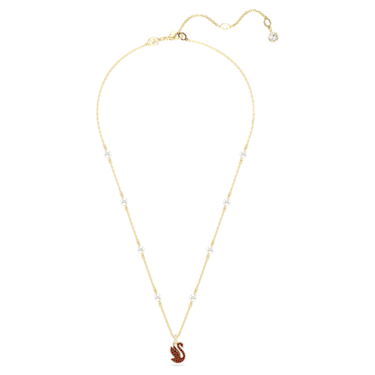 Swarovski Iconic Swan 链坠, 天鹅, 小号, 红色, 镀金色调 - Swarovski, 5677599