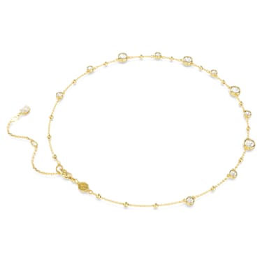Imber 项链, 圆形切割，散点设计, 白色, 镀金色调 - Swarovski, 5680090
