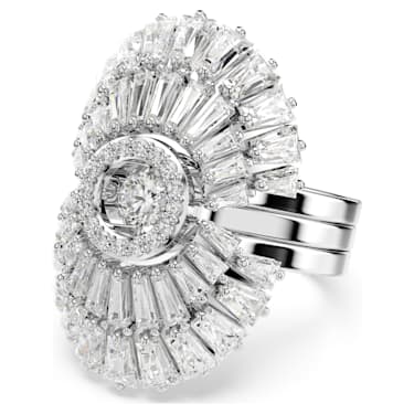 Idyllia 戒指, 套装 (3), 混合切割, 贝壳, 白色, 镀铑 - Swarovski, 5680290